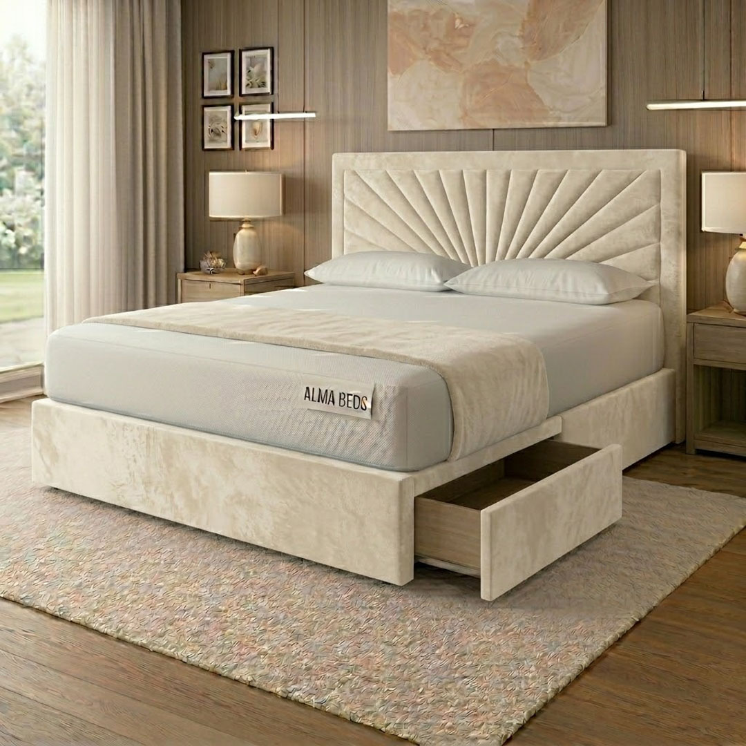 Cream Plush Velvet Casablanca Divan Bed